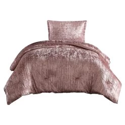 Jay 2 Piece Comforter Set, Polyester Velvet, Deluxe Texture -Benzara