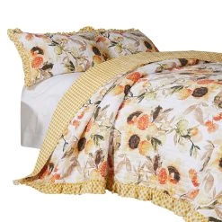 Kelsa 3 Piece Quilt Set With 2 Pillow Shams And Cotton Fill, Gold-Benzara -Bedding Store 04ebbcc82fdc4492804865b9c160ca6b