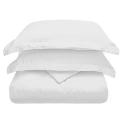 HomeRoots White King Cotton Blend 300 Thread Count Washable Duvet Cover Set