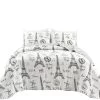 Paris Bonjour Reversible Cotton Quilt Black/White 3Pc Set King -Bedding Store 0d19079817dd4c0f84a6b484b493f476