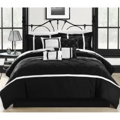 Chic Home 127160K12US Vermont Black & King 12 Piece BedBag Comforter Set With 4 Piece Sheet Set