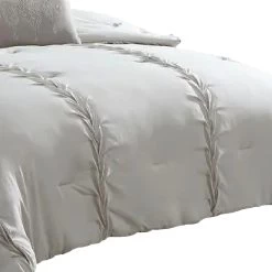 Tyler 8 Piece Puckered Comforter Set, The Urban Port, Light Gray-Benzara -Bedding Store 0dcf65e20e4644ddbf450596749b5047