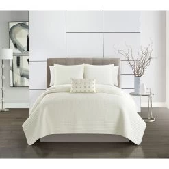 Chic Home Hayden Striped Box Stitched Design Bed In A Bag Quilt Set