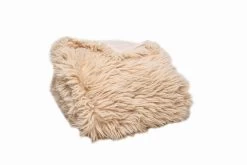 HomeRoots Beige Wool Solid Color Plush Throw