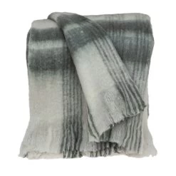 HomeRoots Transitional Gray And White Woven Handloom Throw