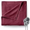 Sunbeam Queen Size Electric Fleece Heated Blanket In Garnet With Dual Zone -Bedding Store 1680b5e90c7f48ee8aa4054310673c53