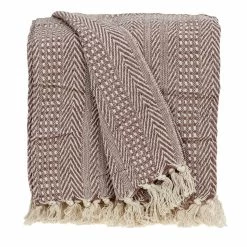 HomeRoots Brown And Beige Woven Herringbone Handloomed Throw