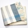HomeRoots Plush Multi Blue Plaid Throw Blanket With Tassels