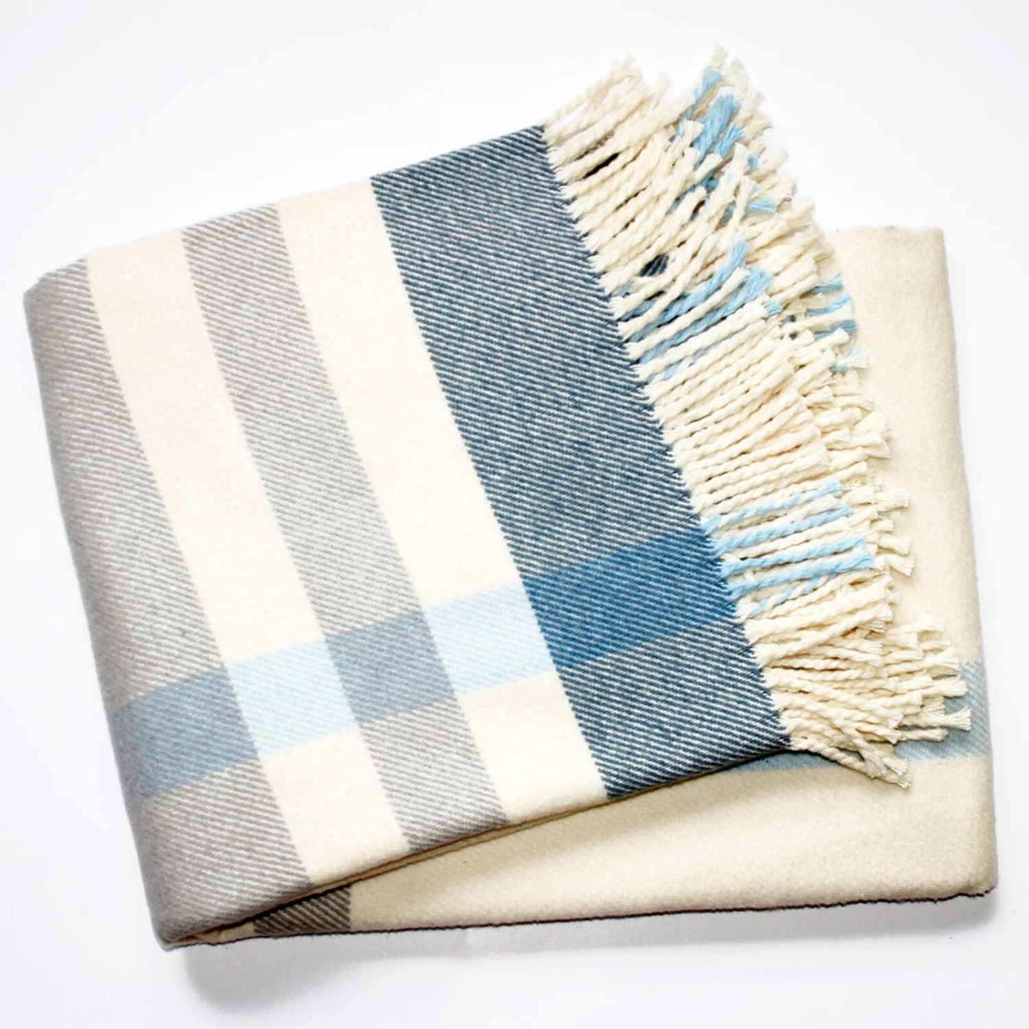 HomeRoots Plush Multi Blue Plaid Throw Blanket With Tassels 3 HomeRoots Plush Multi Blue Plaid Throw Blanket With Tassels