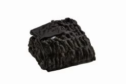 HomeRoots Chunky Sectioned Black Faux Fur Throw Blanket