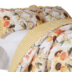 Kelsa 3 Piece Quilt Set With 2 Pillow Shams And Cotton Fill, Gold-Benzara -Bedding Store 2fb05537552a4609b537b5977e02bef0