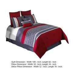 8 Piece King Comforter Set With Printed Trellis Pattern, Red-Benzara 9 8 Piece King Comforter Set With Printed Trellis Pattern, Red-Benzara -Bedding Store 3591789f6ce2467aaafee43e26076b6c