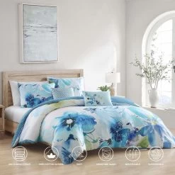 Bebejan Watercolor Blue 100% Cotton 5-Piece Reversible Comforter Set -Bedding Store 395f35e1022e4c969aff9864415ff4ca