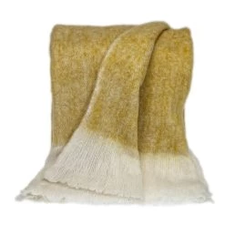 HomeRoots Supreme Soft Yellow And White Herringbone Handloomed Throw Blanket