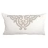 Lenz 20 X 36 Lumbar King Pillow Sham, Hand Stitched Ivory Damask Embroidery-Benzara -Bedding Store 4140963357dc42659f0bfc409012597e