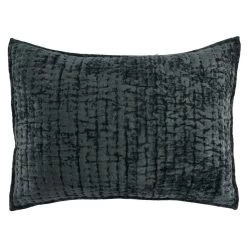 Lipa 20 X 26 Handmade Standard Pillow Sham, Rayon Velvet, Quilted -Benzara