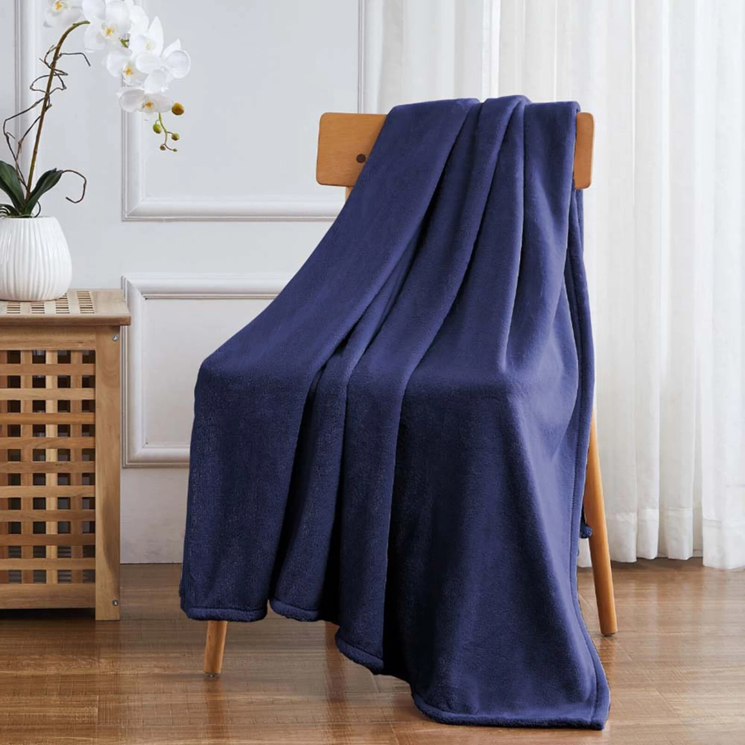 RT Designers Collection Morgan Perfect For Afternoon Naps Or Home Decor Solid Matte Fleece Throw 50"x70" Navy 3 RT Designers Collection Morgan Perfect For Afternoon Naps Or Home Decor Solid Matte Fleece Throw 50"x70" Navy