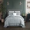 Chic Home Kensley Comforter Set Washed Crinkle Ruffled Flange Border Design Bedding Grey, King