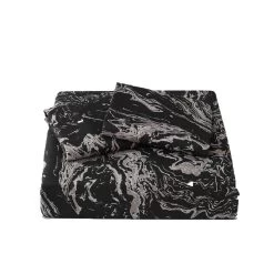 HomeRoots Black And Gray Twin Microfiber 1400 Thread Count Machine Washable Duvet Cover Set