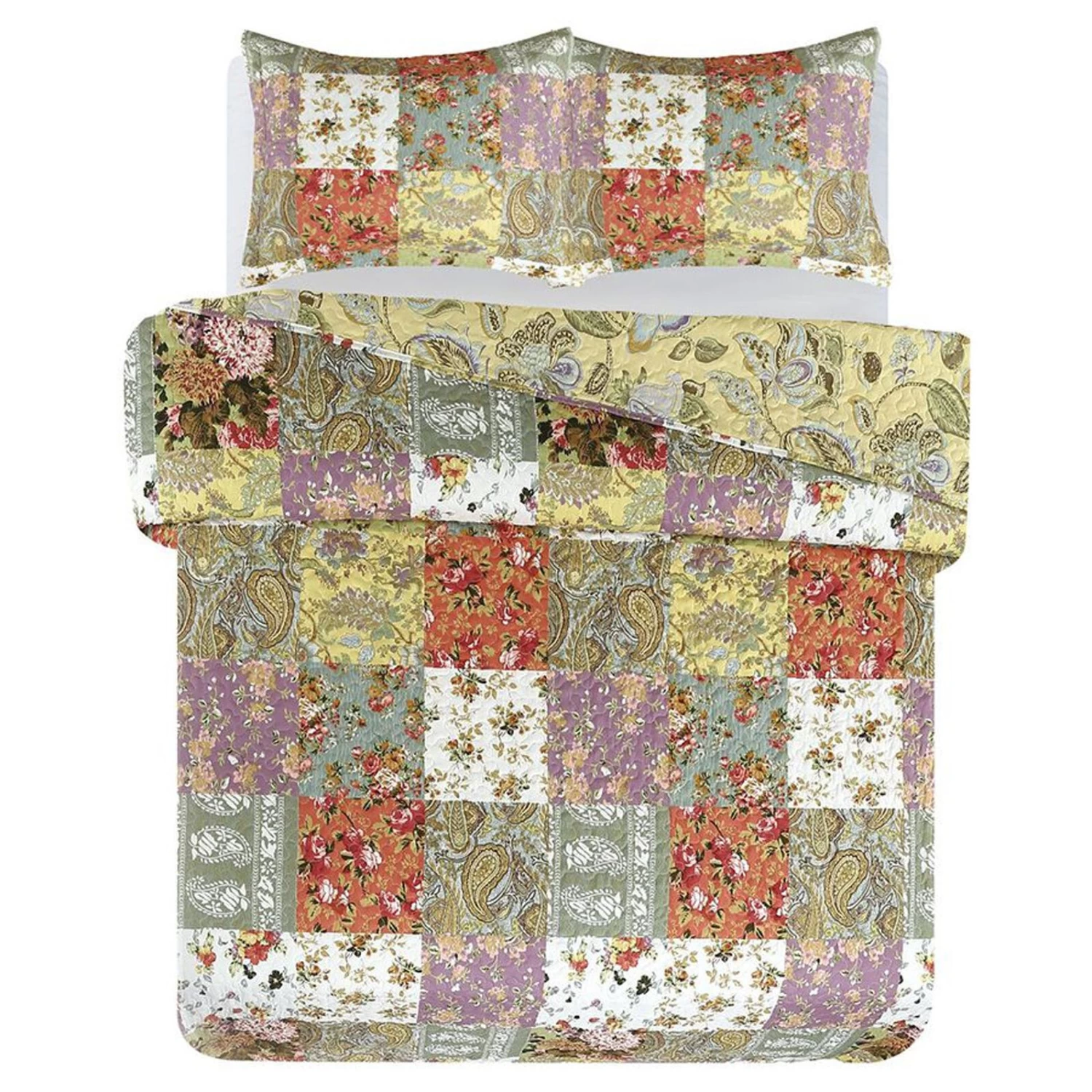 Legacy Decor 3 PCS Paisley Stitched Pinsonic Reversible Lightweight All Season Bedspread Quilt Coverlet Oversize, Queen Size 4 Legacy Decor 3 PCS Paisley Stitched Pinsonic Reversible Lightweight All Season Bedspread Quilt Coverlet Oversize, Queen Size - Image 2