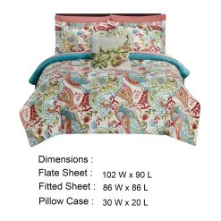 Caen 8 Piece Printed Reversible Comforter Set The Urban Port, Multicolor-Benzara -Bedding Store 51f14823366f4b628e1f06ad9bde383e