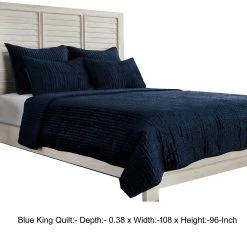 Lipa 96 X 108 Handmade King Quilt With Polyfill And Cotton Binding-Benzara -Bedding Store 5962a6c9deda452c9eac2befd4c77081