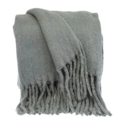 HomeRoots Super Soft Gray Soft Solid Color Handloomed Throw Blanket