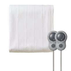 Sunbeam Queen Electric Heated Polyester Mattress Pad With Dual Dial Controls