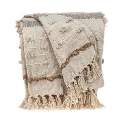 HomeRoots Classic Boho Fringed And Textured Woven Handloom Throw