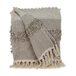 HomeRoots Beige Woven Wool Solid Color Reversable Throw