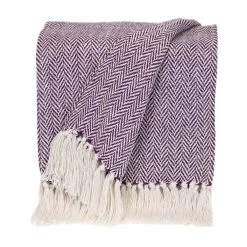 HomeRoots Parkland Collection Transitional Herringbone Purple Rectangle 50" X 60" Throw