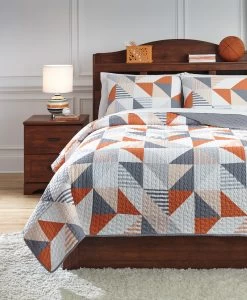 Signature Design By Ashley® Layne Gray/Orange Full Coverlet Set -Bedding Store 69a1e1db 1247 4144 aec3 319cc2cf86b5