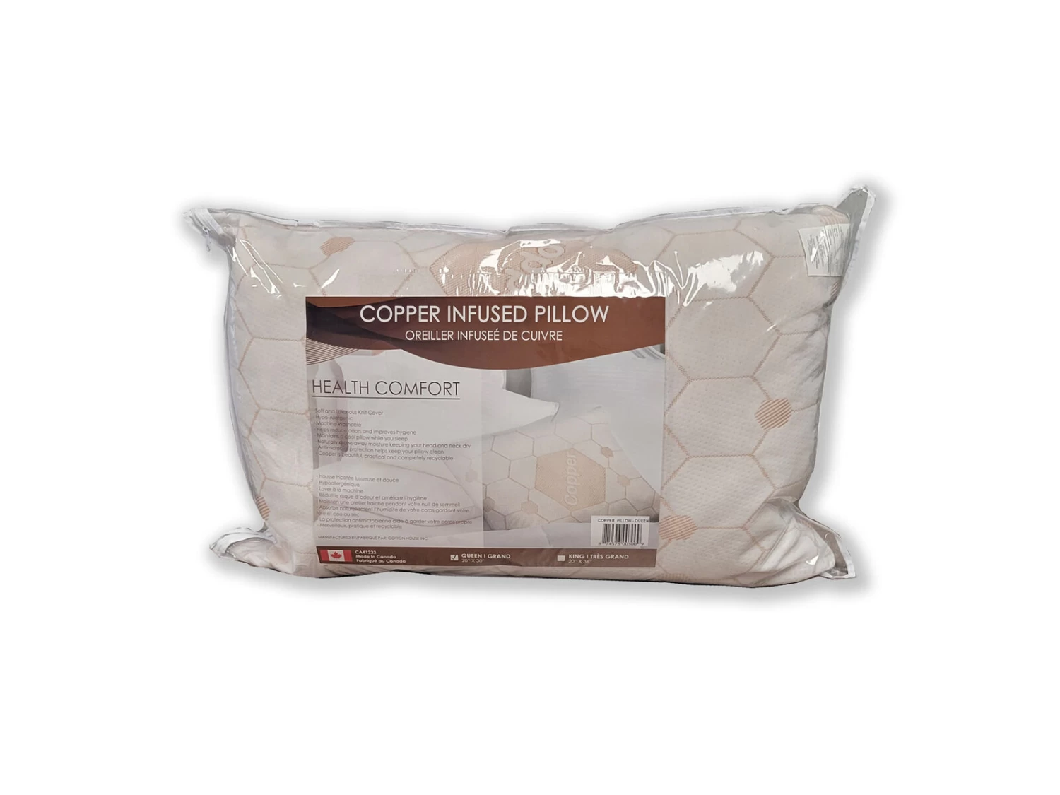 Cotton House - Copper Infused Pillow, Hypoallergenic, Queen Size 4 Cotton House - Copper Infused Pillow, Hypoallergenic, Queen Size - Image 2