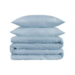 HomeRoots Light Blue King Cotton Blend 1200 Thread Count Washable Duvet Cover Set