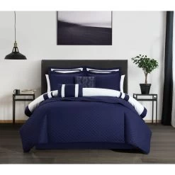 Chic Home Hortense Comforter And Quilt Set Hotel Collection Design Fish Scale Pattern Bed In A Bag Navy, Queen -Bedding Store 7829807105464a30965020beac12769d 1