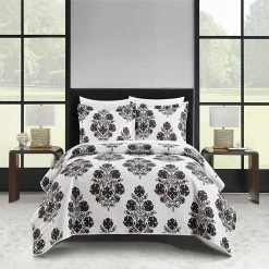 Chic Home Morris Quilt Set Large Scale Floral Medallion Print Design Bedding Grey -Bedding Store 7e5d993e0d454b9284892e19914fdcc6