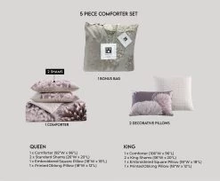 Bebejan Bloom Purple 100% Cotton 230 Thread Count 5-Piece Reversible Comforter Set. -Bedding Store 84b71578d5db4106baef94403be6fbf4