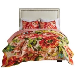 Dahl 3 Piece Quilt Set, 2 Pillow Shams, Polyester Fill, Multicolor-Benzara -Bedding Store 84e84b48852c4a518e3bb26f3c7bda0c