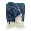 HomeRoots Cozy Indigo And Aqua Chevron Handloomed Throw Blanket -Bedding Store 9240d02926664de8bbb73a2171dd3a8c