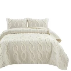 Avon Textured Ruffle Quilt 3Pc Set