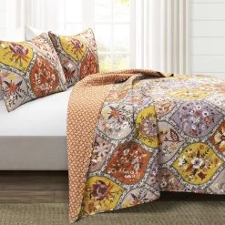 Bohemian Flower Reversible Oversized Cotton Quilt 3Pc Set -Bedding Store 97cfca3100de46dc8a6d5598008e659d