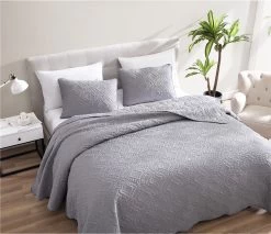 Ivy 3 Piece Bedspread Set Queen Gray -Bedding Store 9867194b7c0e40f9919286db3ffca2a2