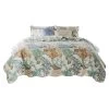 Wade Quilt Set, Ocean Design, Scalloped Edges, Floral Pattern-Benzara -Bedding Store 9d9414be92404a7e8fd035eae238470a