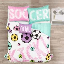 Girls Soccer Kick Reversible Oversized Quilt 5Pc Set -Bedding Store 9df8029a12cd4b6bb4228fa37514265b