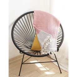 HomeRoots Red And White Checked Turkish Towel Or Throw Blanket