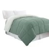 Veria Microfiber Queen Comforter With Stitched Block Pattern The Urban Port, Green-Benzara