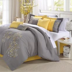 Chic Home 3391K11US Pink Floral 12 Piece BedBag Embroidered Comforter Set With 4 Piece Sheet Set, King