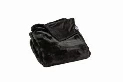 HomeRoots Black Faux Fur Solid Color Plush Throw