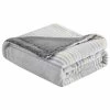 HomeRoots Light Grey Reversible Velvet And Sherpa Throw Blanket