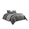 10 Piece Queen Polyester Comforter Set With Geometric Print, Gray-Benzara